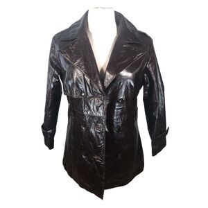 True Vintage 70's Wilsons Leather Women's Brown L Dbl Breast Spread Collar Disco